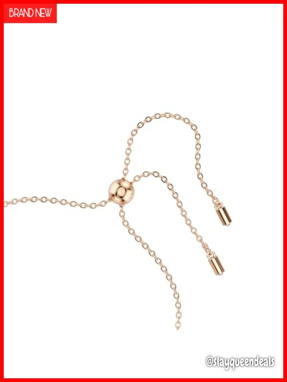 Crystal Link Bracelet - Rose Gold Tone, Sliding Clasp, 9.5 In